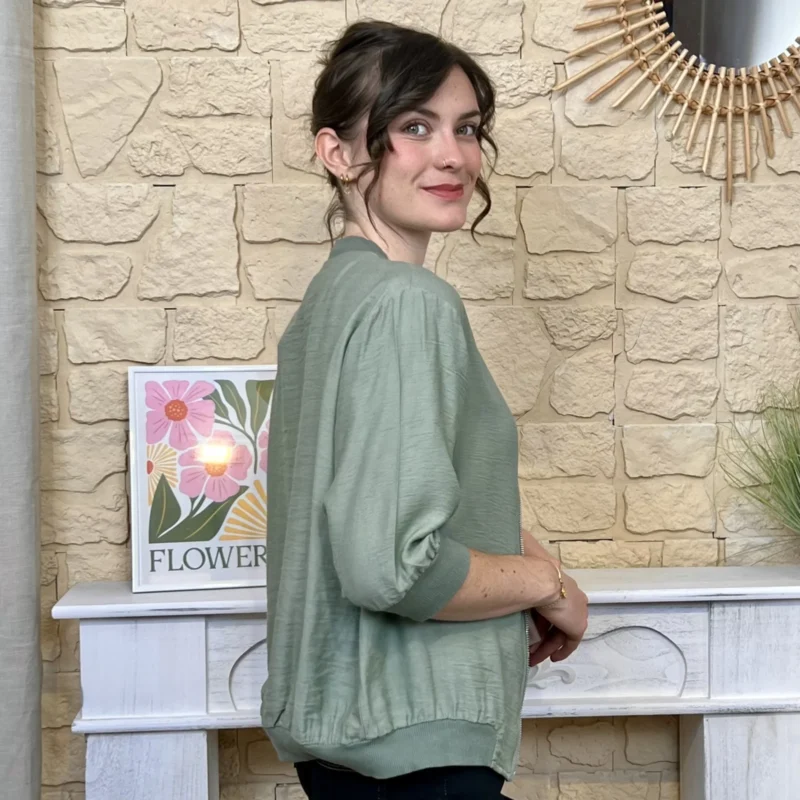 Veste zippée fluide esprit bomber « Tendance » - kaki - taille-unique