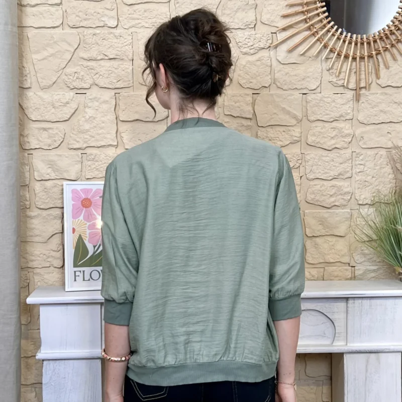 Veste zippée fluide esprit bomber « Tendance » - kaki - taille-unique
