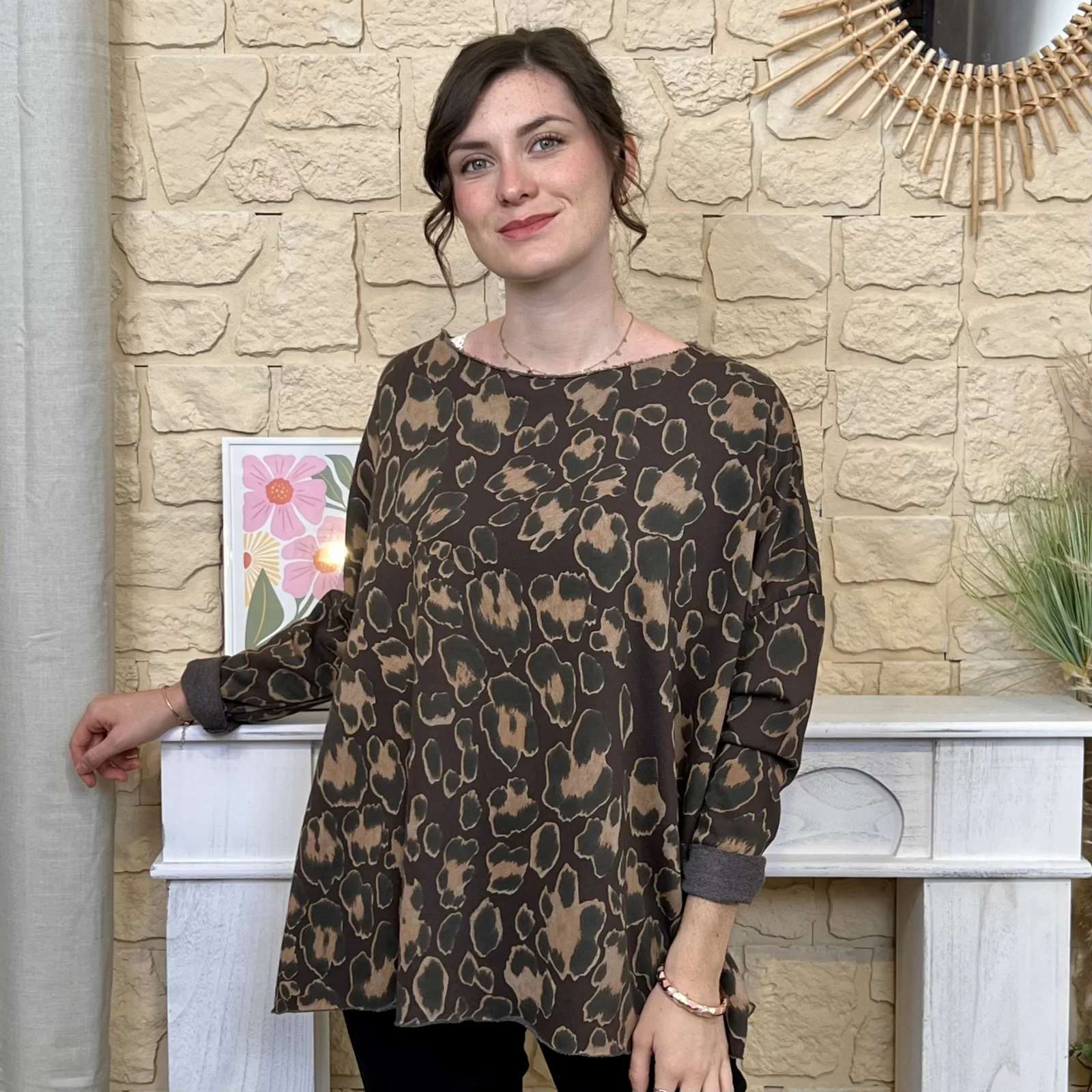 Tunique oversize imprimé léopard « Tendance »