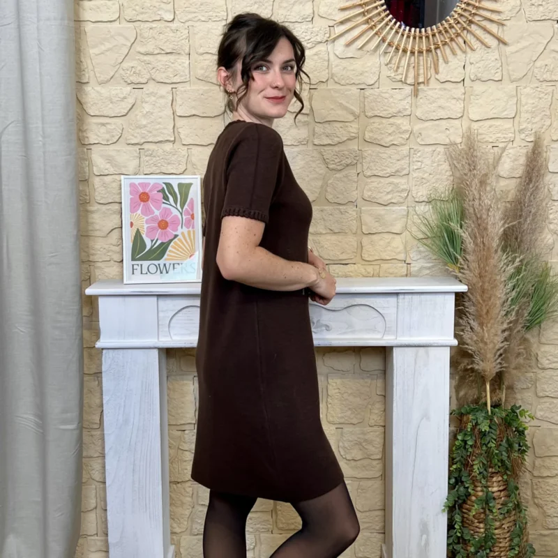 Robe pull femme aspect lainage « Tendance » - marron - taille-unique