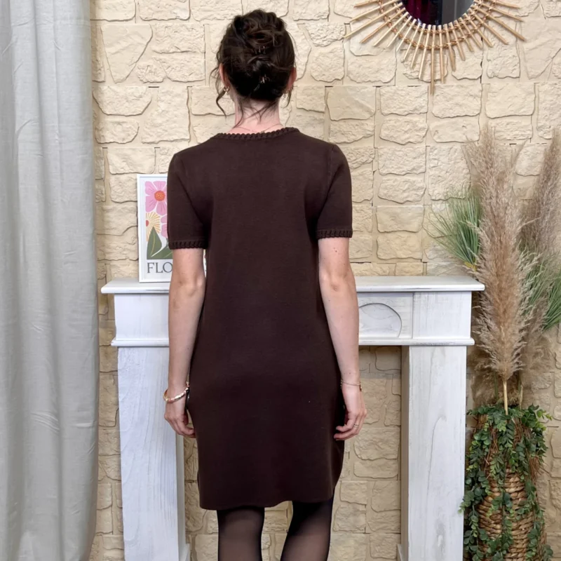 Robe pull femme aspect lainage « Tendance » - marron - taille-unique
