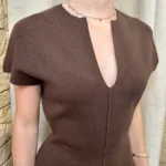 Robe longue aspect lainage « Tendance » - marron - taille-unique