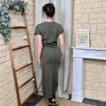 Robe longue aspect lainage « Tendance » - kaki - taille-unique