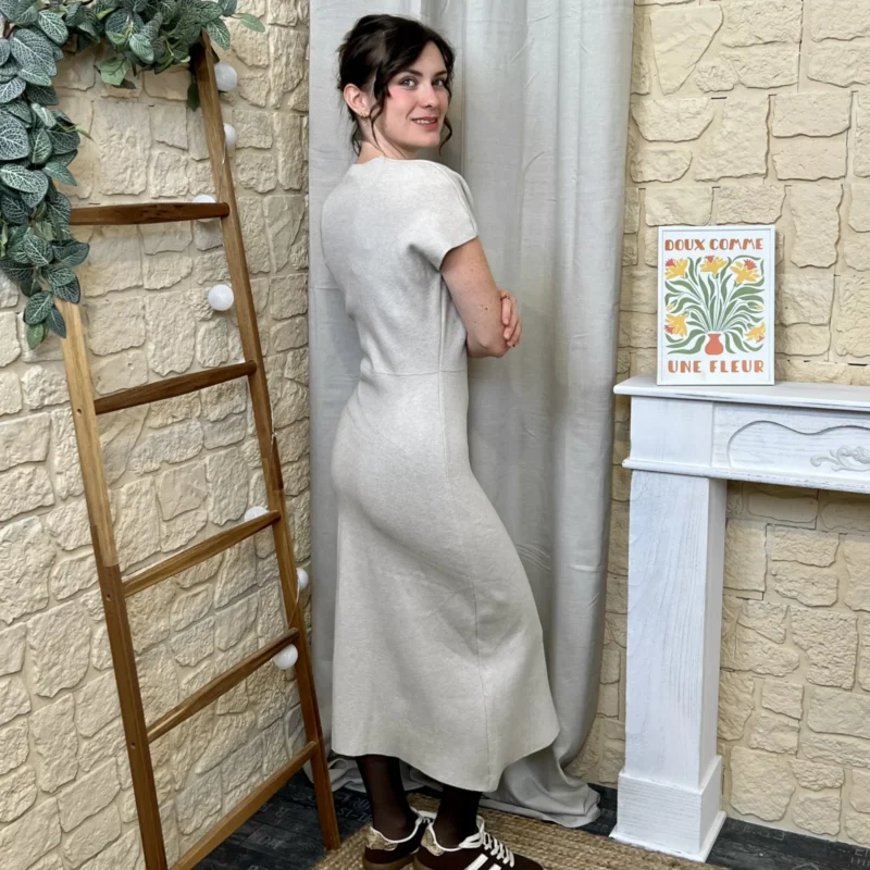 Robe longue aspect lainage « Tendance » - beige - taille-unique