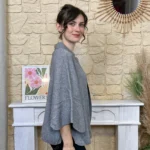 Gilet cape col chemise femme « Tendance » - gris - taille-unique