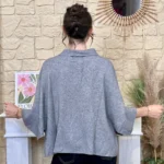 Gilet cape col chemise femme « Tendance » - gris - taille-unique