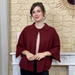 Gilet cape col chemise femme « Tendance » - bordeaux - taille-unique