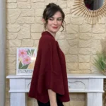 Gilet cape col chemise femme « Tendance » - bordeaux - taille-unique