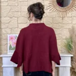 Gilet cape col chemise femme « Tendance » - bordeaux - taille-unique