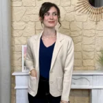 Veste blazer femme en maille « Tendance » - beige - taille-unique