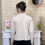 Veste blazer femme en maille « Tendance » - beige - taille-unique