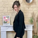 Veste blazer femme en maille « Tendance » - noir - taille-unique