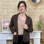 Veste blazer femme en maille « Tendance » - marron - taille-unique