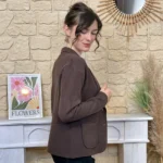 Veste blazer femme en maille « Tendance » - marron - taille-unique