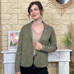 Veste blazer femme en maille « Tendance » - kaki - taille-unique