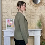 Veste blazer femme en maille « Tendance » - kaki - taille-unique