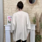 Veste poncho femme en maille - beige - taille-unique