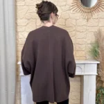 Veste poncho femme en maille - marron - taille-unique