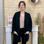 Veste poncho femme en maille - noir - taille-unique