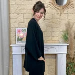 Veste poncho femme en maille - noir - taille-unique