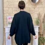 Veste poncho femme en maille - noir - taille-unique