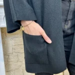 Veste poncho femme en maille - noir - taille-unique