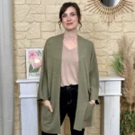 Veste poncho femme en maille - kaki - taille-unique