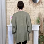 Veste poncho femme en maille - kaki - taille-unique