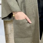 Veste poncho femme en maille - kaki - taille-unique