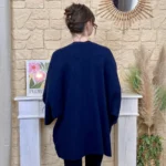 Veste poncho femme en maille - marine - taille-unique