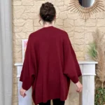 Veste poncho femme en maille - bordeaux - taille-unique