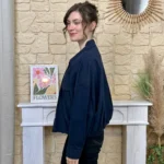Veste courte femme esprit surchemise « Tendance » - marine - taille-unique
