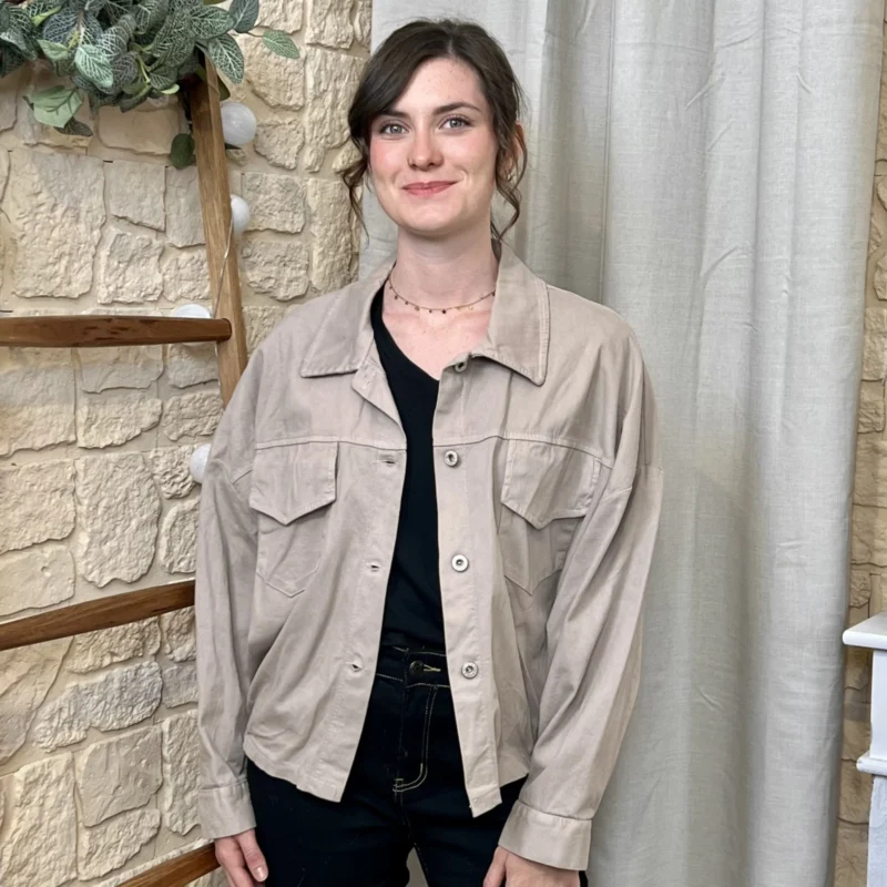 Veste courte femme esprit surchemise « Tendance » - beige - taille-unique