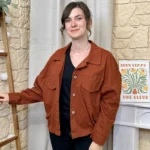 Veste courte femme esprit surchemise « Tendance » - rouille - taille-unique