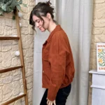 Veste courte femme esprit surchemise « Tendance » - rouille - taille-unique