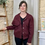Veste courte femme esprit surchemise « Tendance » - bordeaux - taille-unique