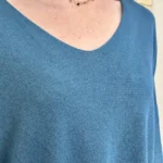 Pull femme maille fine col V « Tendance » - bleu-petrole - taille-unique