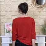 Pull femme maille fine col V « Tendance » - fonce-rouge - taille-unique