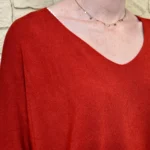 Pull femme maille fine col V « Tendance » - fonce-rouge - taille-unique