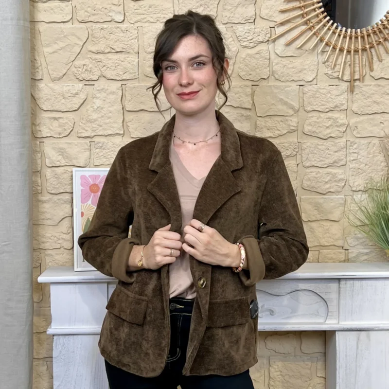 Blazer en velours femme « Tendance » - marron - taille-unique