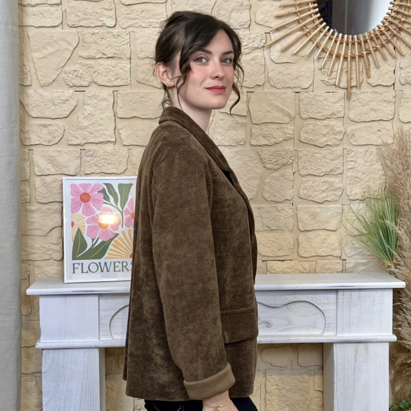Blazer en velours femme « Tendance » - marron - taille-unique