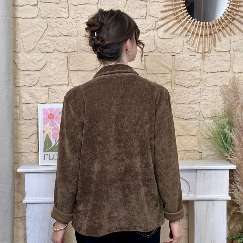Blazer en velours femme « Tendance » - marron - taille-unique