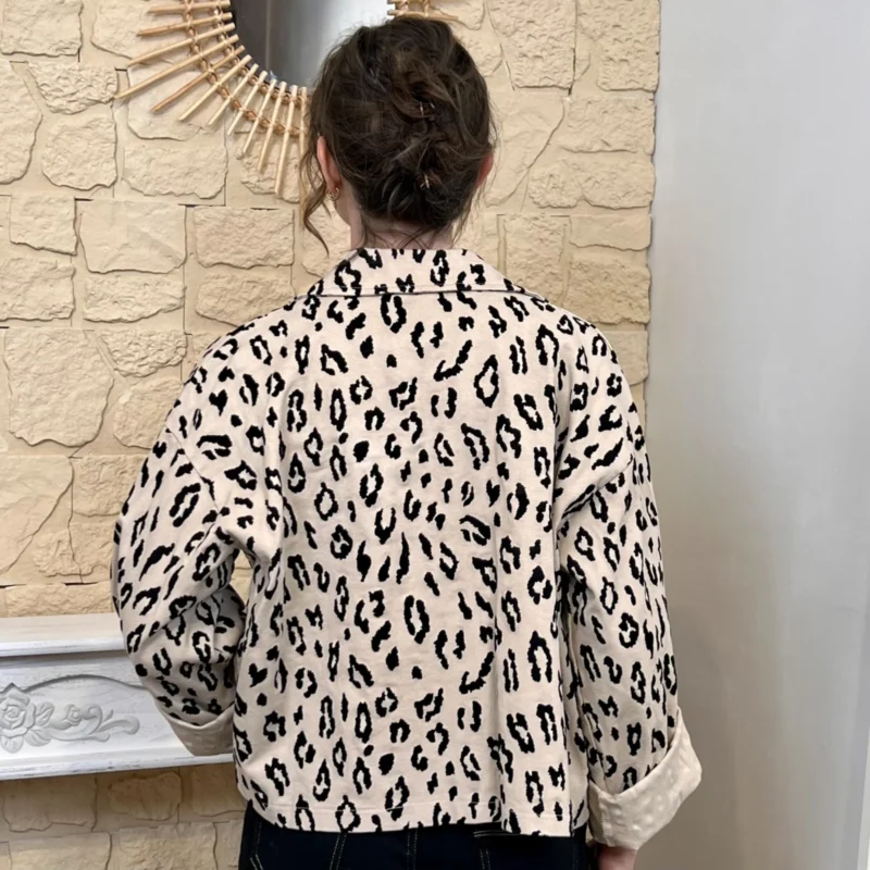 Veste femme imprimée léopard - beige - taille-unique
