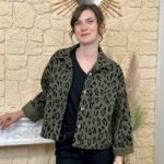 Veste femme imprimée léopard - kaki - taille-unique