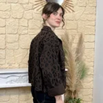 Veste femme imprimée léopard - marron - taille-unique