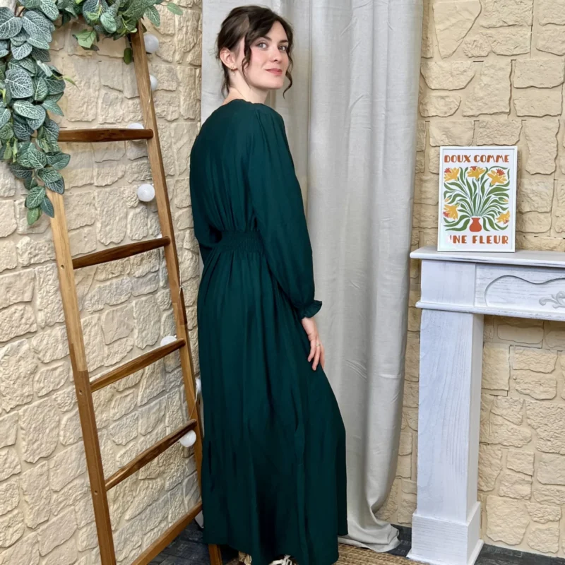 Robe longue empire MAËLLE (T36-T38) - vert-sapin - 38