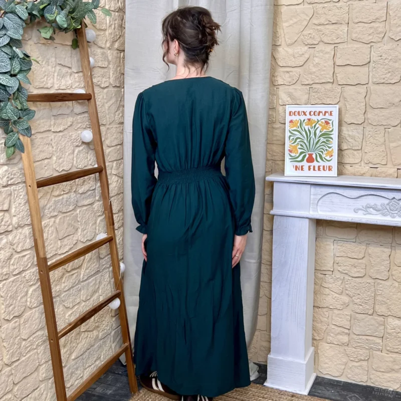 Robe longue empire MAËLLE (T36-T38) - vert-sapin - 38