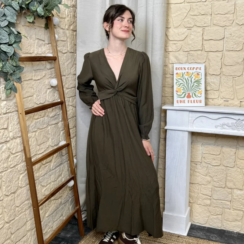 Robe longue unie cache-cœur MAËLLE
