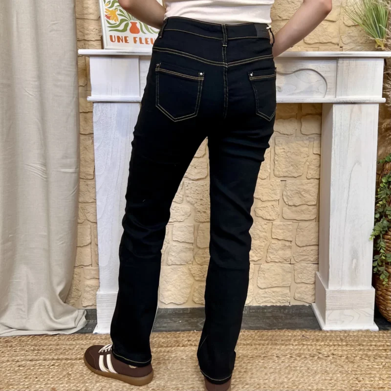 Jean droit noir surpiqué VOGGO (T36-T44) - noir-beige - 44