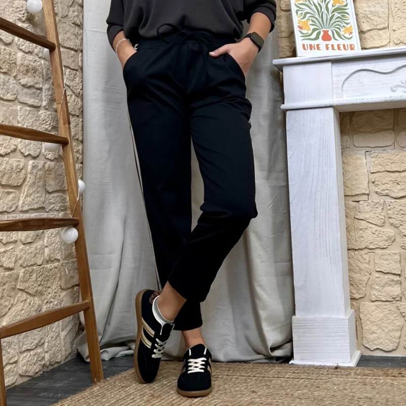 Jogging 2 bandes côtés femme – Taille unique - noir - taille-unique